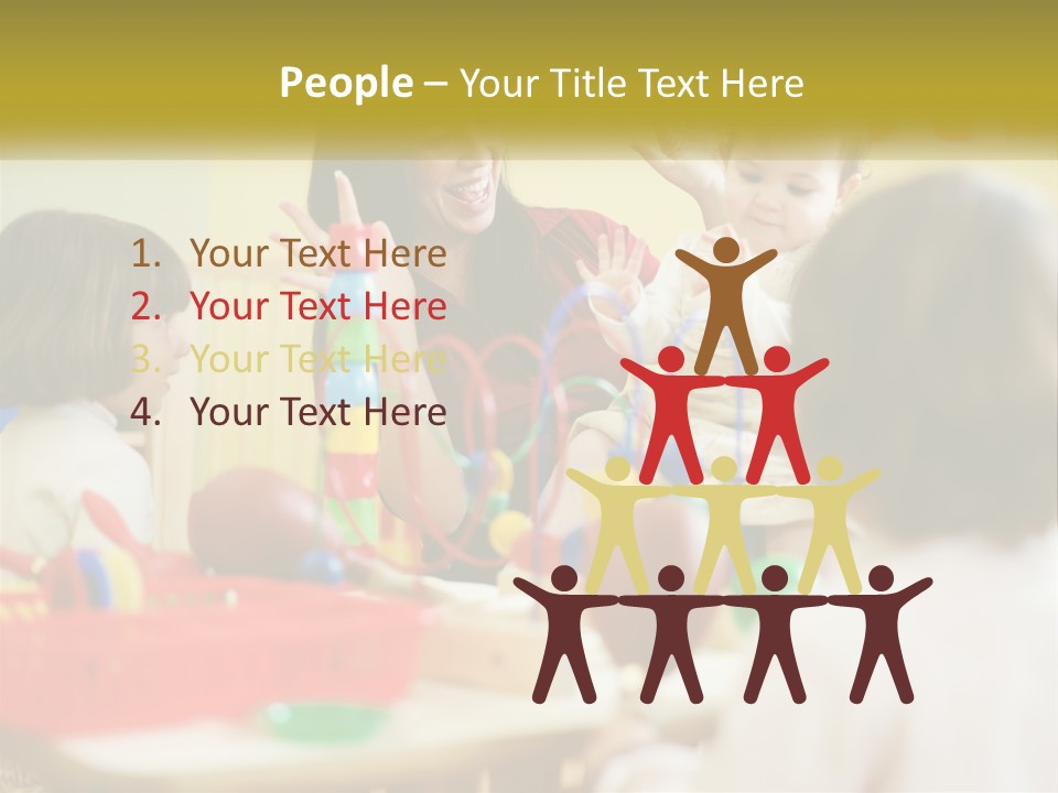 A Woman Is Playing With Children In A Room PowerPoint Template