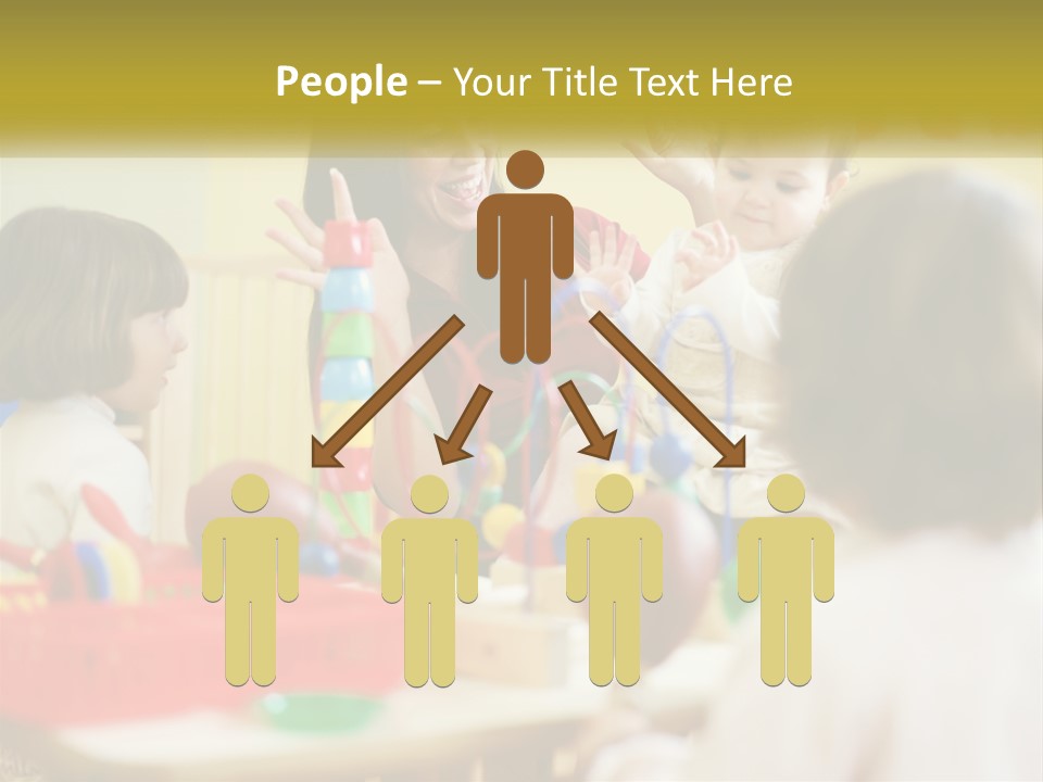 A Woman Is Playing With Children In A Room PowerPoint Template