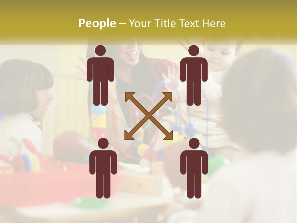 A Woman Is Playing With Children In A Room PowerPoint Template