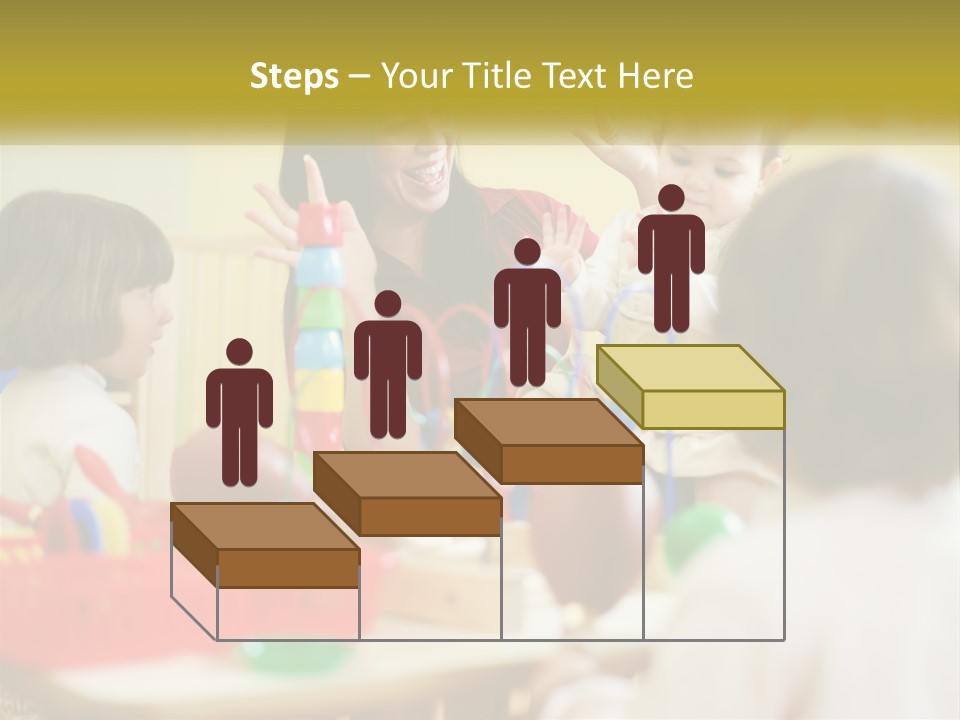 A Woman Is Playing With Children In A Room PowerPoint Template