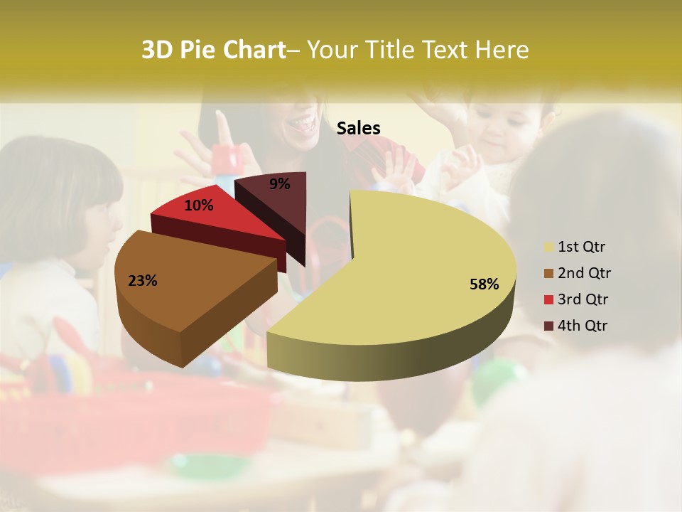 A Woman Is Playing With Children In A Room PowerPoint Template