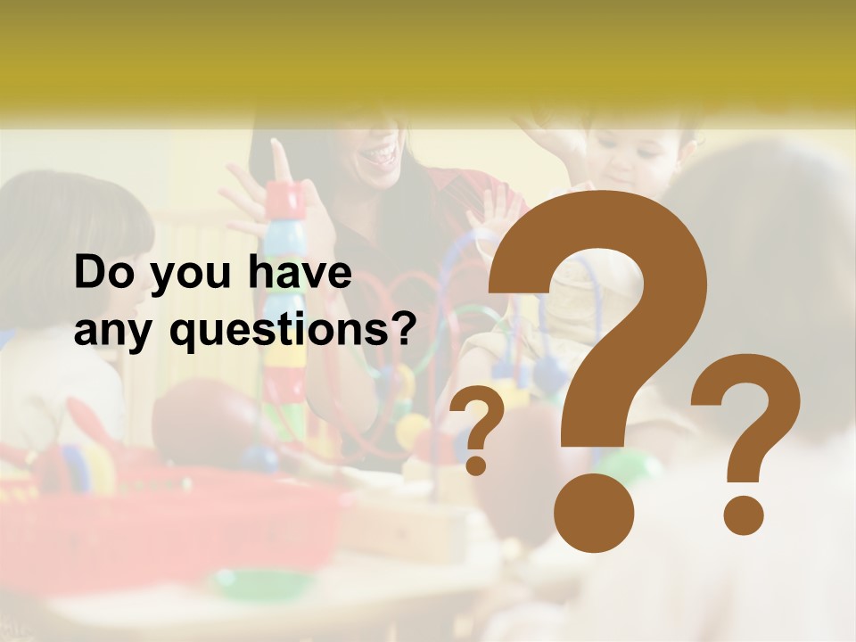 A Woman Is Playing With Children In A Room PowerPoint Template