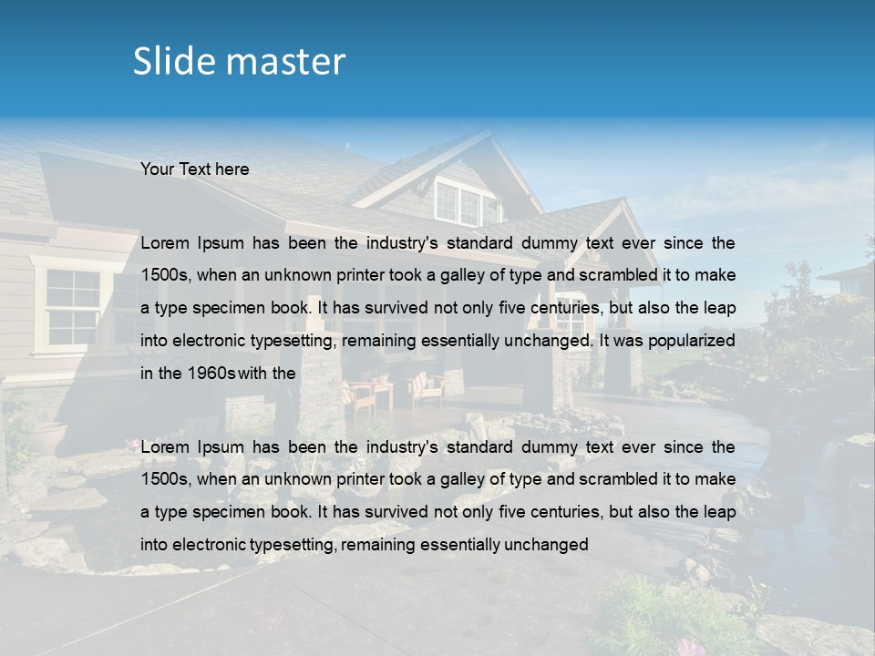 A House With A Large Front Yard And A River Running Through It PowerPoint Template