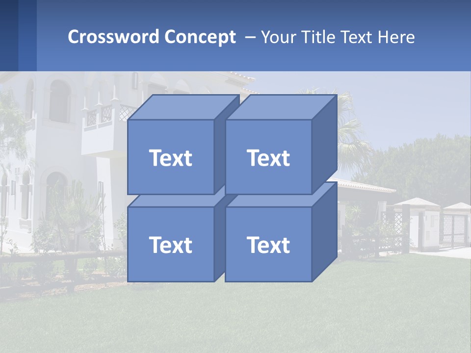 A Large White House With Palm Trees In Front Of It PowerPoint Template
