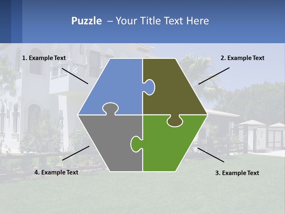 A Large White House With Palm Trees In Front Of It PowerPoint Template