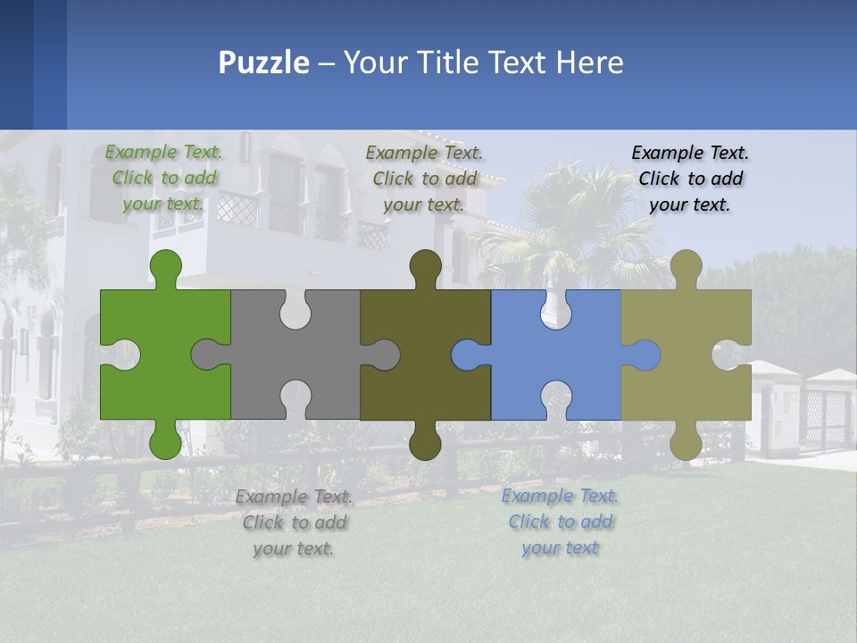 A Large White House With Palm Trees In Front Of It PowerPoint Template