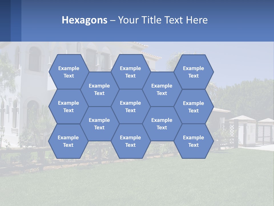 A Large White House With Palm Trees In Front Of It PowerPoint Template