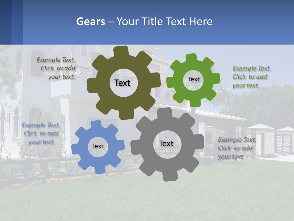 A Large White House With Palm Trees In Front Of It PowerPoint Template