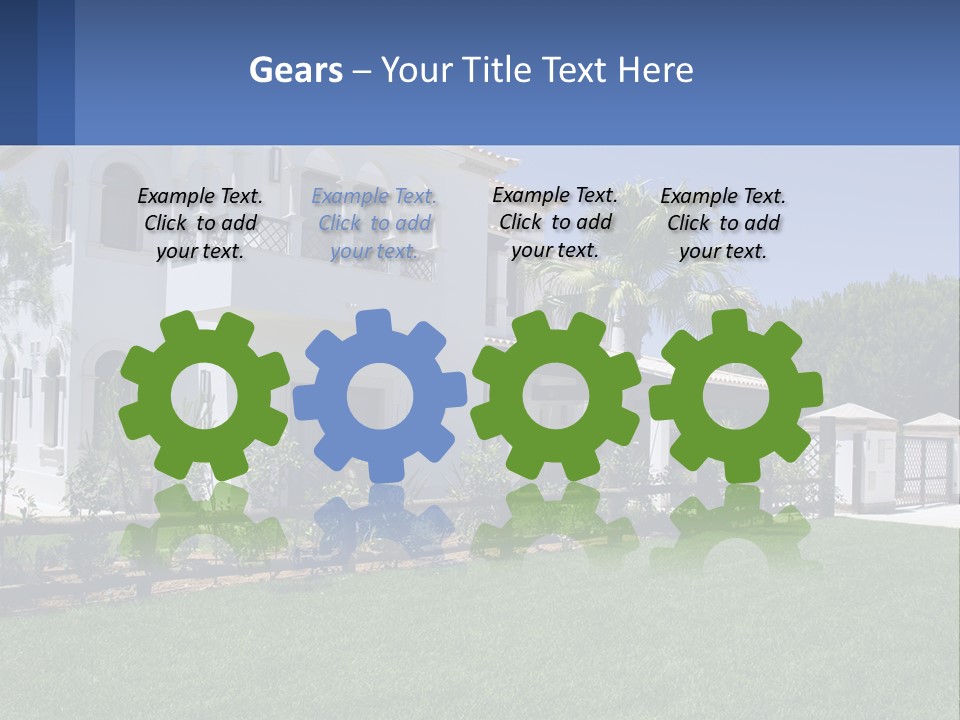 A Large White House With Palm Trees In Front Of It PowerPoint Template