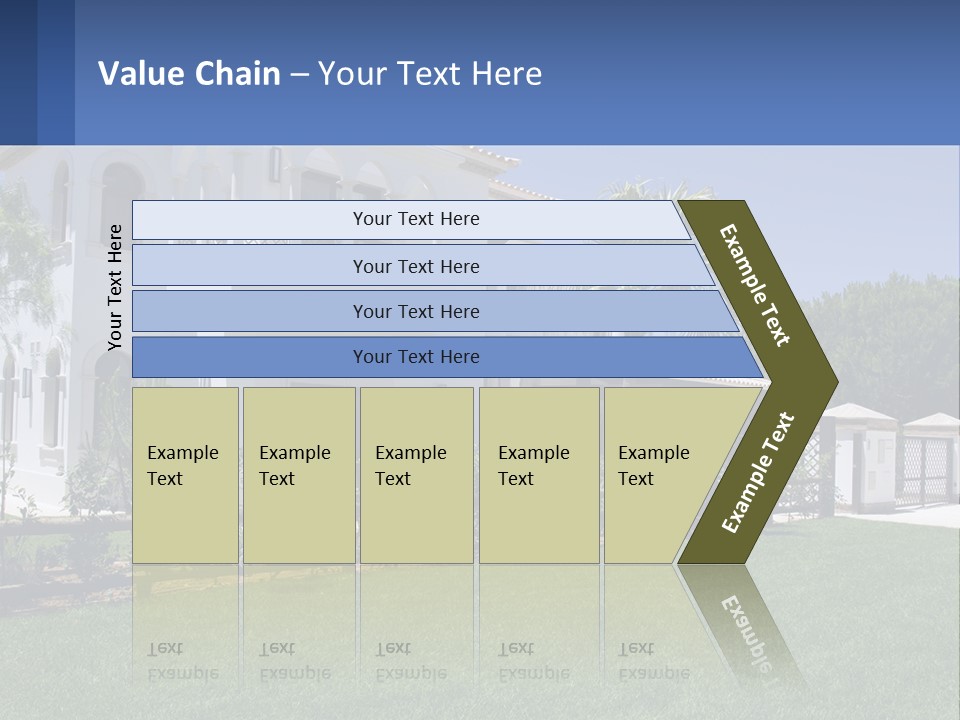A Large White House With Palm Trees In Front Of It PowerPoint Template