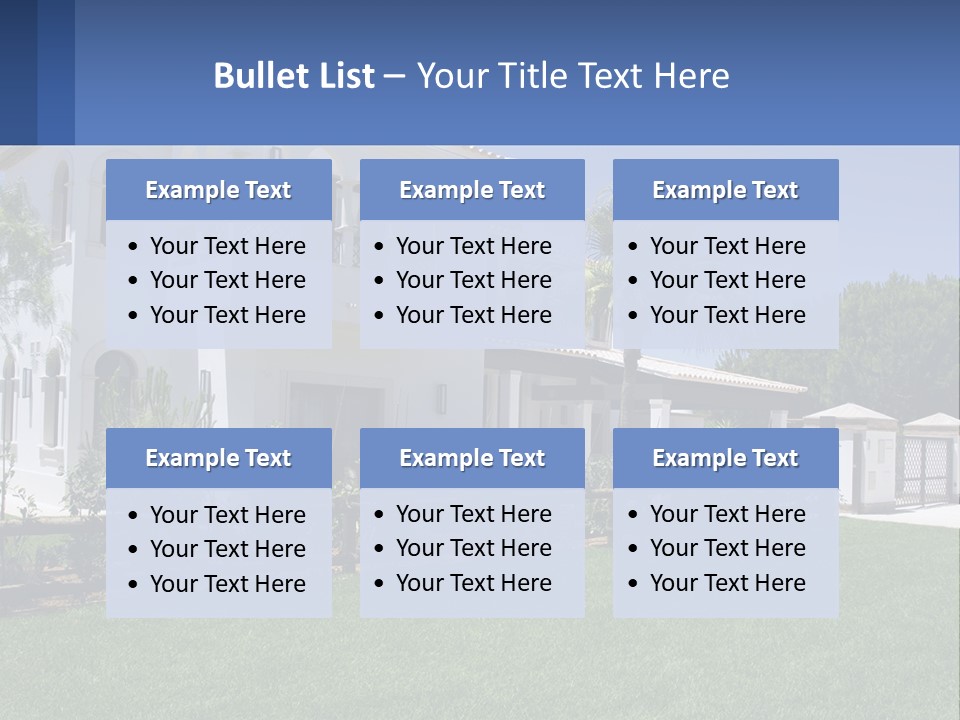 A Large White House With Palm Trees In Front Of It PowerPoint Template