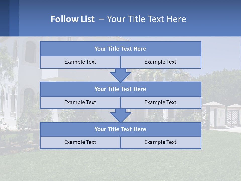 A Large White House With Palm Trees In Front Of It PowerPoint Template