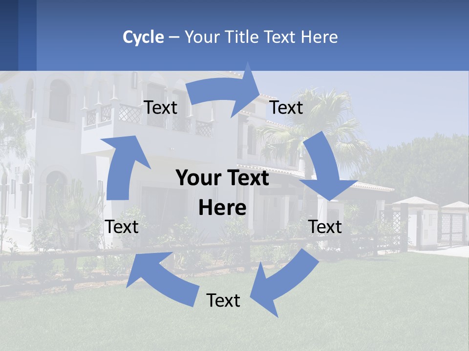 A Large White House With Palm Trees In Front Of It PowerPoint Template