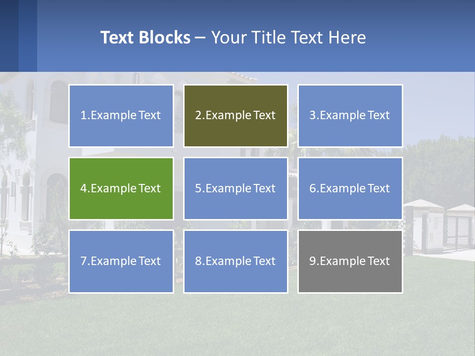 A Large White House With Palm Trees In Front Of It PowerPoint Template