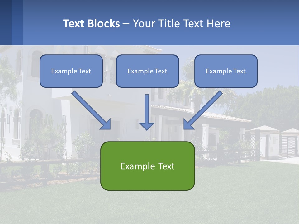 A Large White House With Palm Trees In Front Of It PowerPoint Template