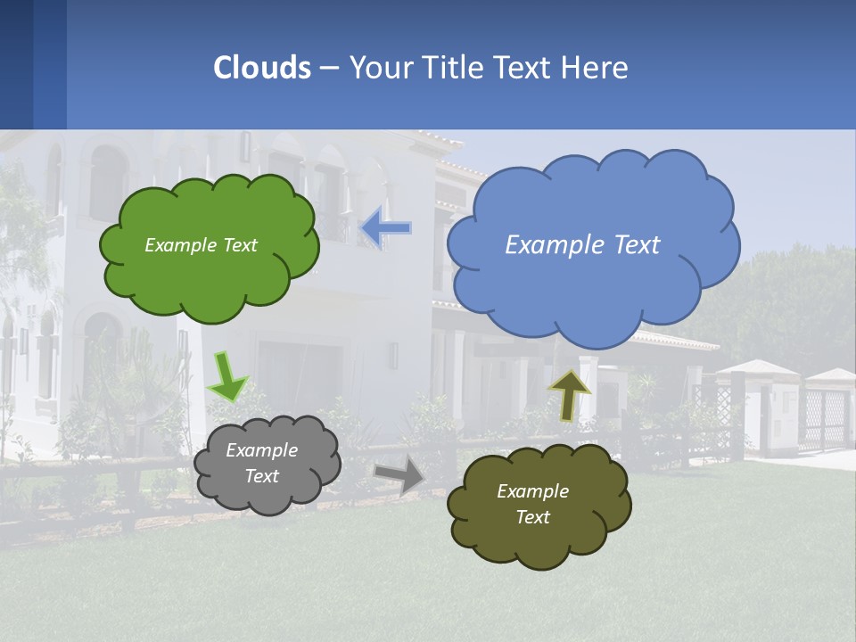 A Large White House With Palm Trees In Front Of It PowerPoint Template