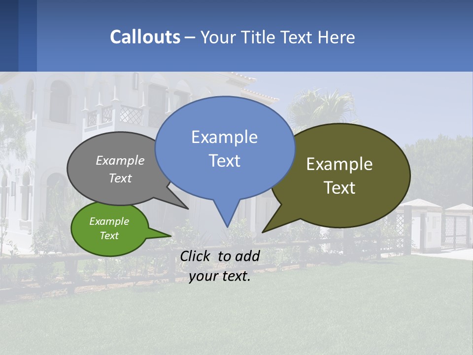 A Large White House With Palm Trees In Front Of It PowerPoint Template