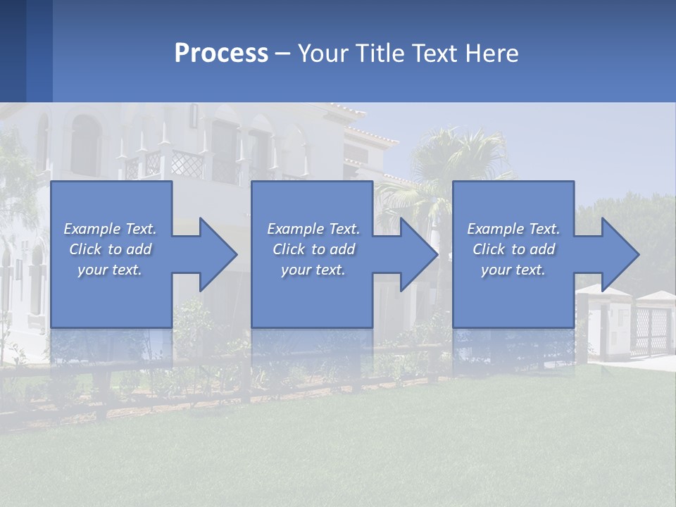 A Large White House With Palm Trees In Front Of It PowerPoint Template