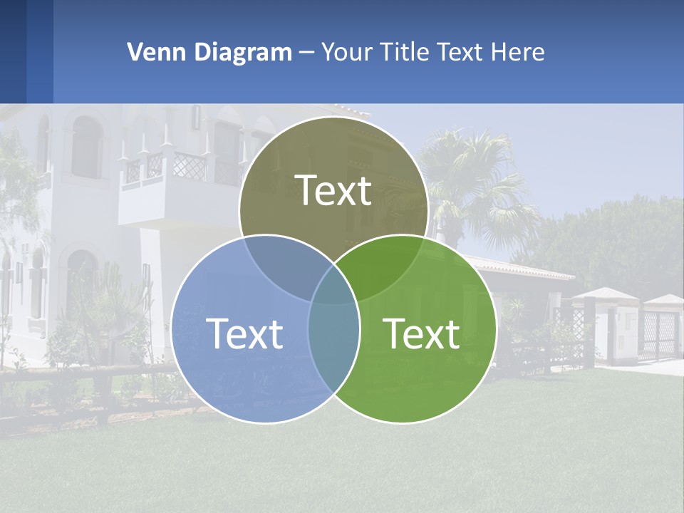 A Large White House With Palm Trees In Front Of It PowerPoint Template