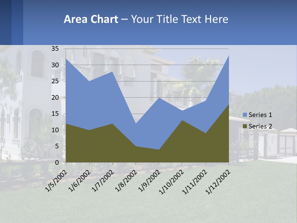 A Large White House With Palm Trees In Front Of It PowerPoint Template