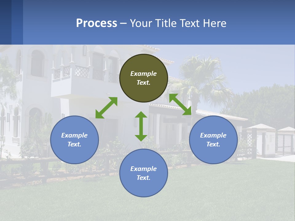 A Large White House With Palm Trees In Front Of It PowerPoint Template