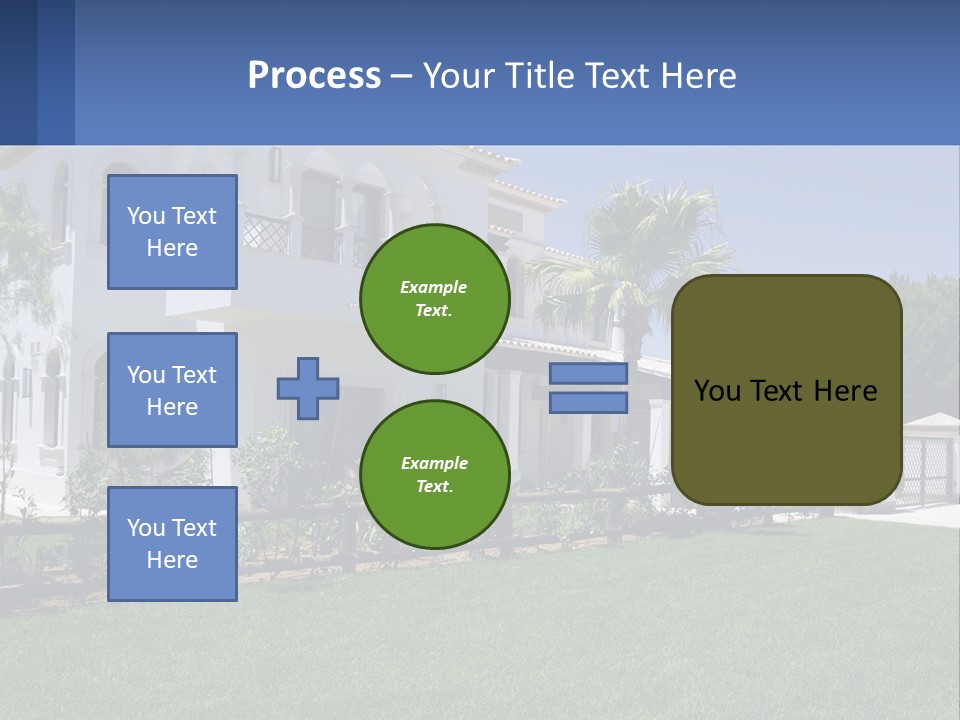 A Large White House With Palm Trees In Front Of It PowerPoint Template