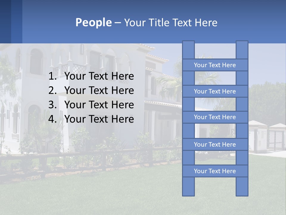 A Large White House With Palm Trees In Front Of It PowerPoint Template