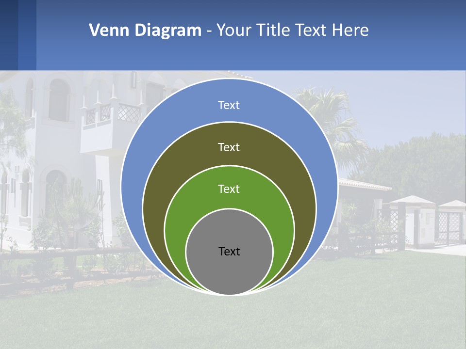A Large White House With Palm Trees In Front Of It PowerPoint Template
