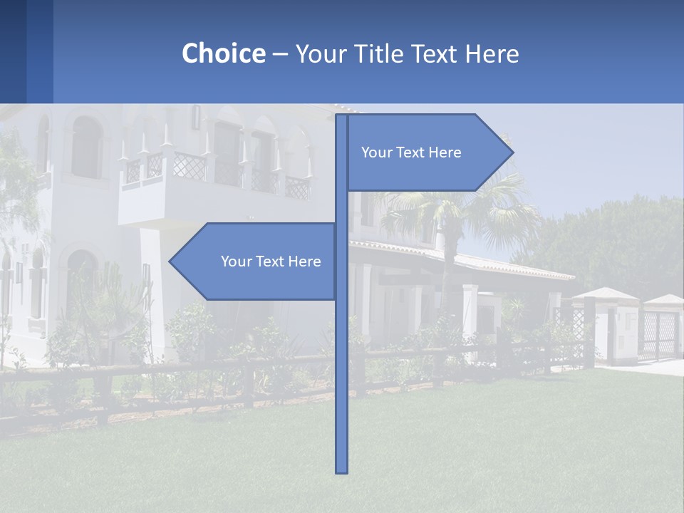 A Large White House With Palm Trees In Front Of It PowerPoint Template