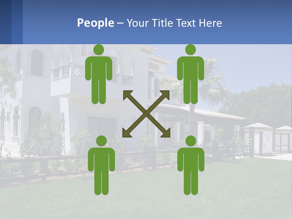 A Large White House With Palm Trees In Front Of It PowerPoint Template