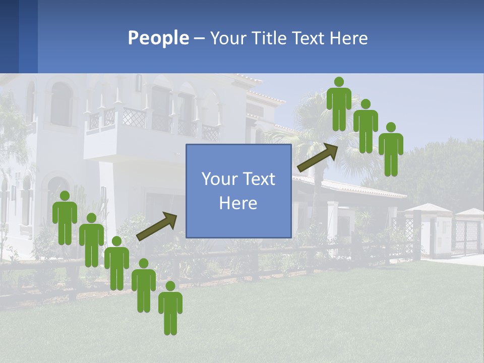 A Large White House With Palm Trees In Front Of It PowerPoint Template