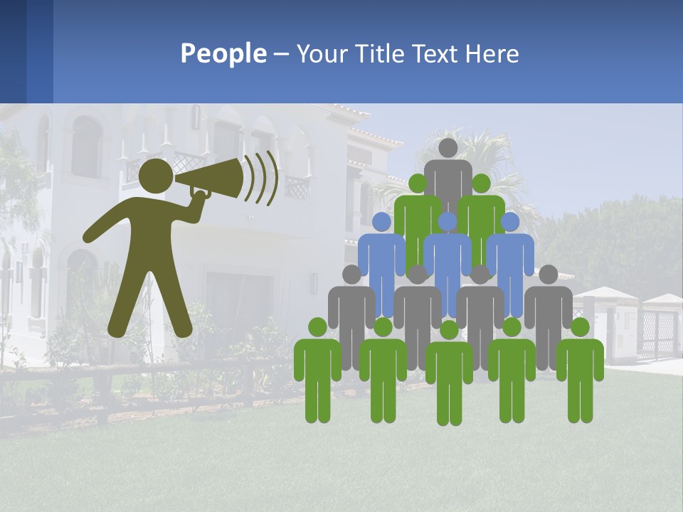 A Large White House With Palm Trees In Front Of It PowerPoint Template