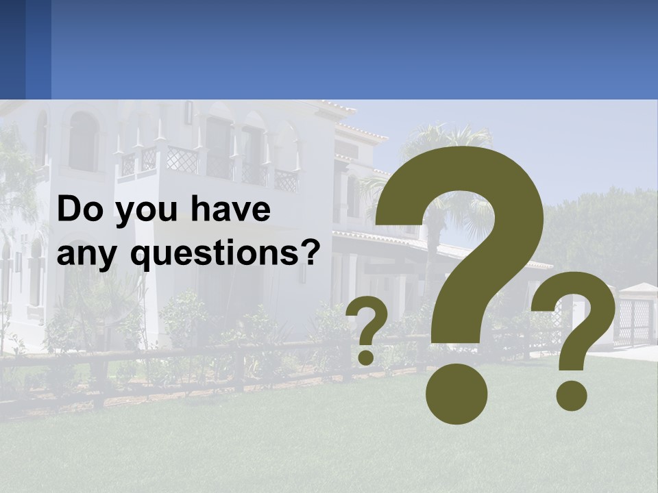 A Large White House With Palm Trees In Front Of It PowerPoint Template