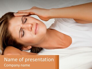 A Woman Laying In Bed With Her Eyes Closed PowerPoint Template