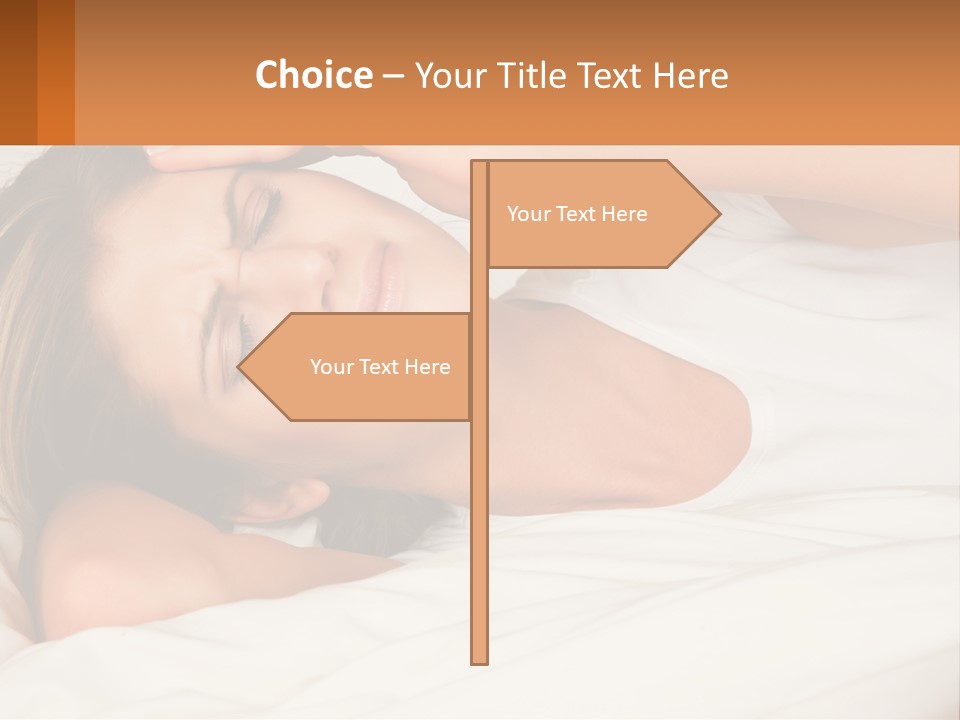A Woman Laying In Bed With Her Eyes Closed PowerPoint Template