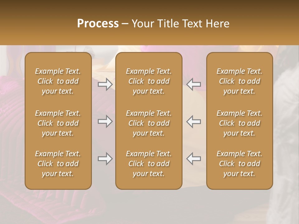 A Bedroom With A Bed Covered In A Pink And Yellow Blanket PowerPoint Template