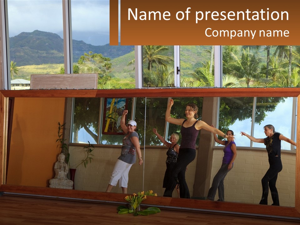 A Group Of People Standing In Front Of A Mirror PowerPoint Template