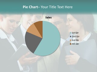 A Group Of Business People Looking At A Book PowerPoint Template