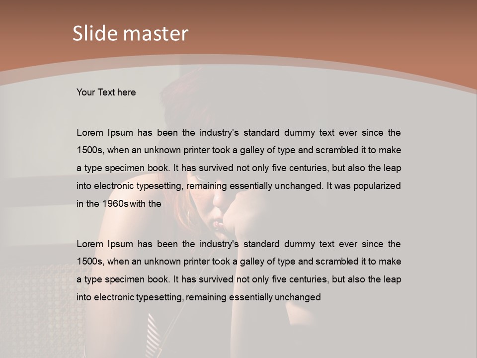 A Woman With Red Hair Is Sitting On The Floor PowerPoint Template