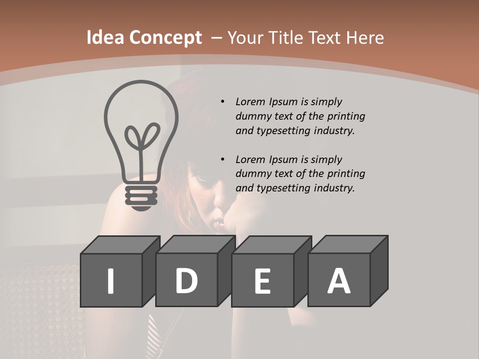 A Woman With Red Hair Is Sitting On The Floor PowerPoint Template