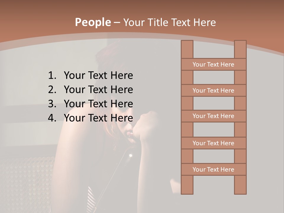 A Woman With Red Hair Is Sitting On The Floor PowerPoint Template