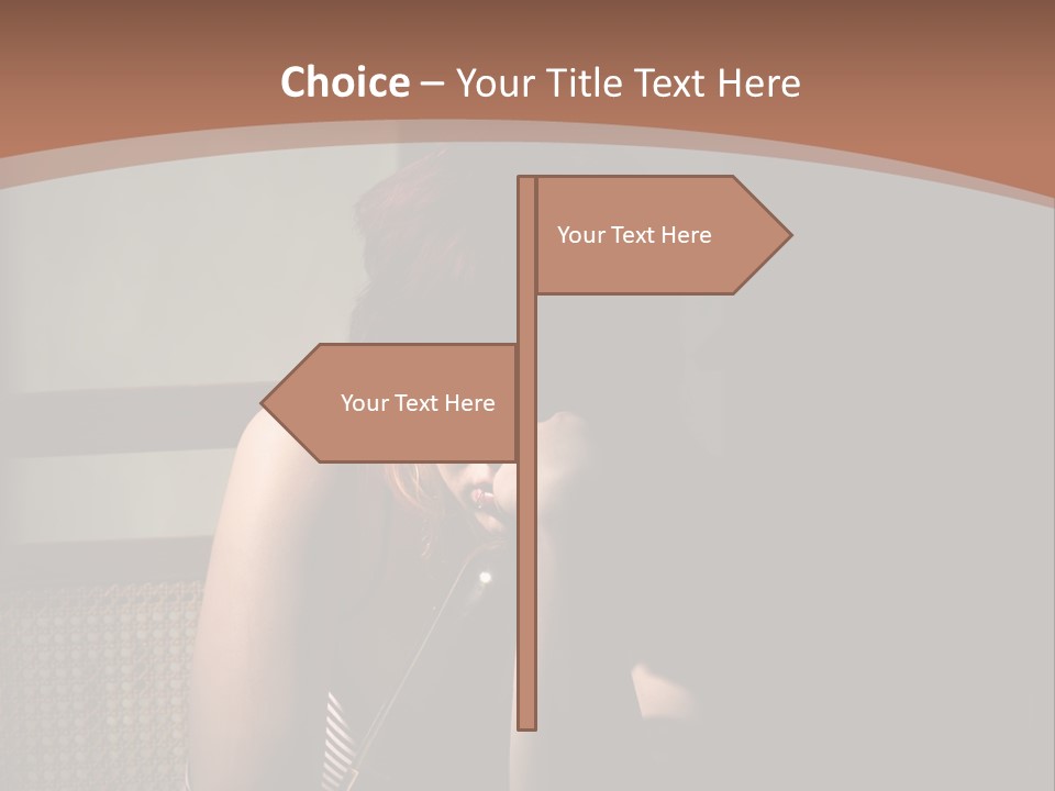 A Woman With Red Hair Is Sitting On The Floor PowerPoint Template