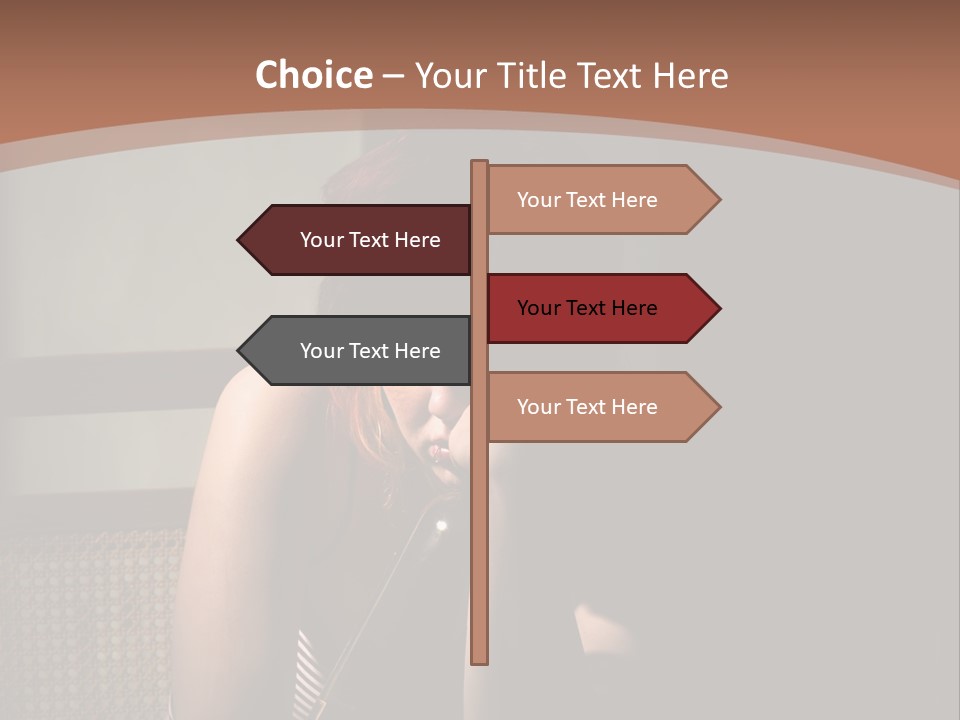 A Woman With Red Hair Is Sitting On The Floor PowerPoint Template