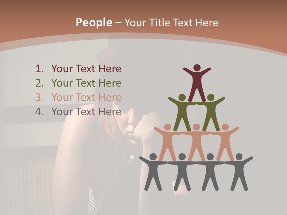 A Woman With Red Hair Is Sitting On The Floor PowerPoint Template