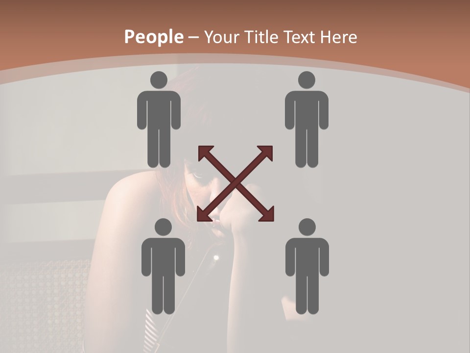 A Woman With Red Hair Is Sitting On The Floor PowerPoint Template