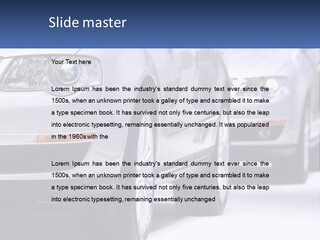 A Row Of White Cars In A Showroom PowerPoint Template