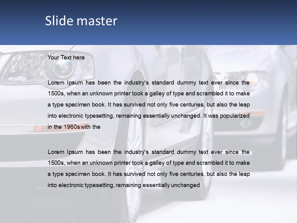 A Row Of White Cars In A Showroom PowerPoint Template