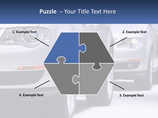 A Row Of White Cars In A Showroom PowerPoint Template