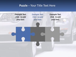 A Row Of White Cars In A Showroom PowerPoint Template