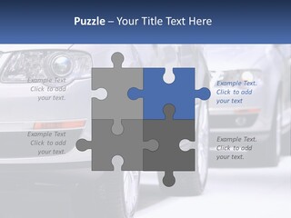 A Row Of White Cars In A Showroom PowerPoint Template